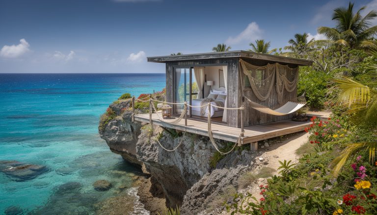 découvrez une expérience insolite en dormant dans une cabane de pêcheur revisitée, perchée sur les magnifiques falaises de marie-galante, alliant charme authentique et confort moderne.