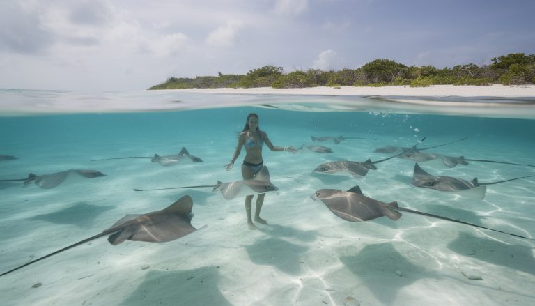 découvrez stingray city, un lieu unique où vous pouvez nager en tête-à-tête avec les raies pastenagues sur un banc de sable idyllique.