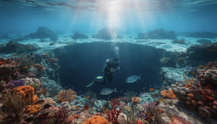 découvrez les blue holes d'andros, ces fascinants trous bleus sous-marins, véritables poumons de l'archipel, et plongez dans un univers mystérieux et enchanteur.
