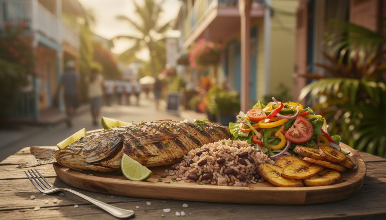 découvrez la cuisine bajan & caïmanaise avec le poisson grillé à la mode de george town, un véritable délice qui ravira vos papilles.