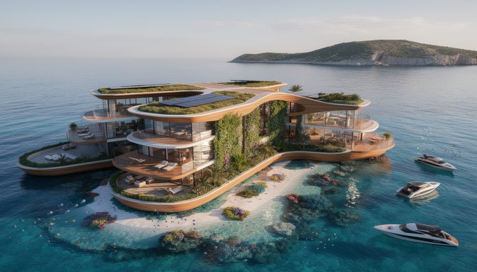découvrez l'éco-resort flottant innovant qui ouvrira en 2026 au large d'andros, alliant luxe durable et immersion naturelle unique.