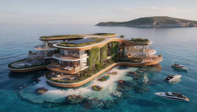 découvrez l'éco-resort flottant innovant qui ouvrira en 2026 au large d'andros, alliant luxe durable et immersion naturelle unique.