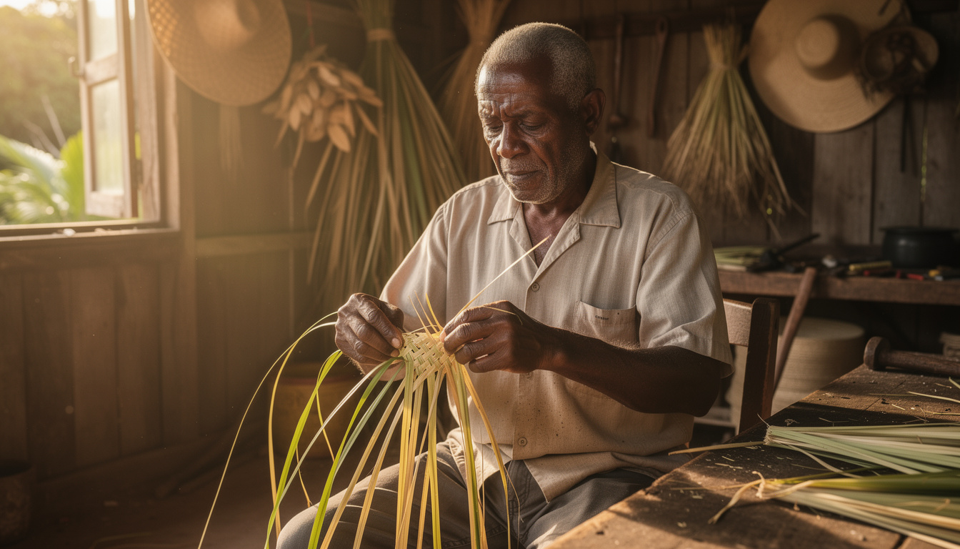 découvrez l'atelier de tressage de bakoua à la trinité, animé par les derniers artisans passionnés, et plongez dans le patrimoine vivant de cette tradition unique.