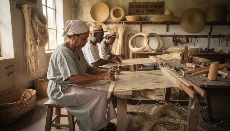 découvrez l'atelier de tressage de bakoua avec les derniers artisans de la trinité, un patrimoine vivant à préserver et à transmettre.