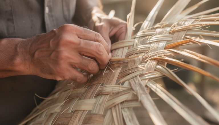 découvrez le savoir-faire unique de frédéric dans le tressage de la paille de palmier (thatch palm), un art artisanal alliant précision et tradition.