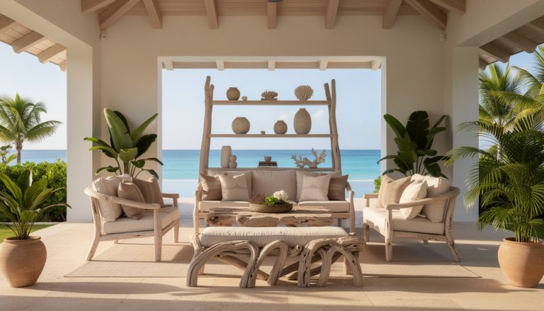 découvrez l'artisanat unique des meubles en bois flotté, une signature déco élégante et naturelle qui sublime les villas d'anguilla avec charme et authenticité.