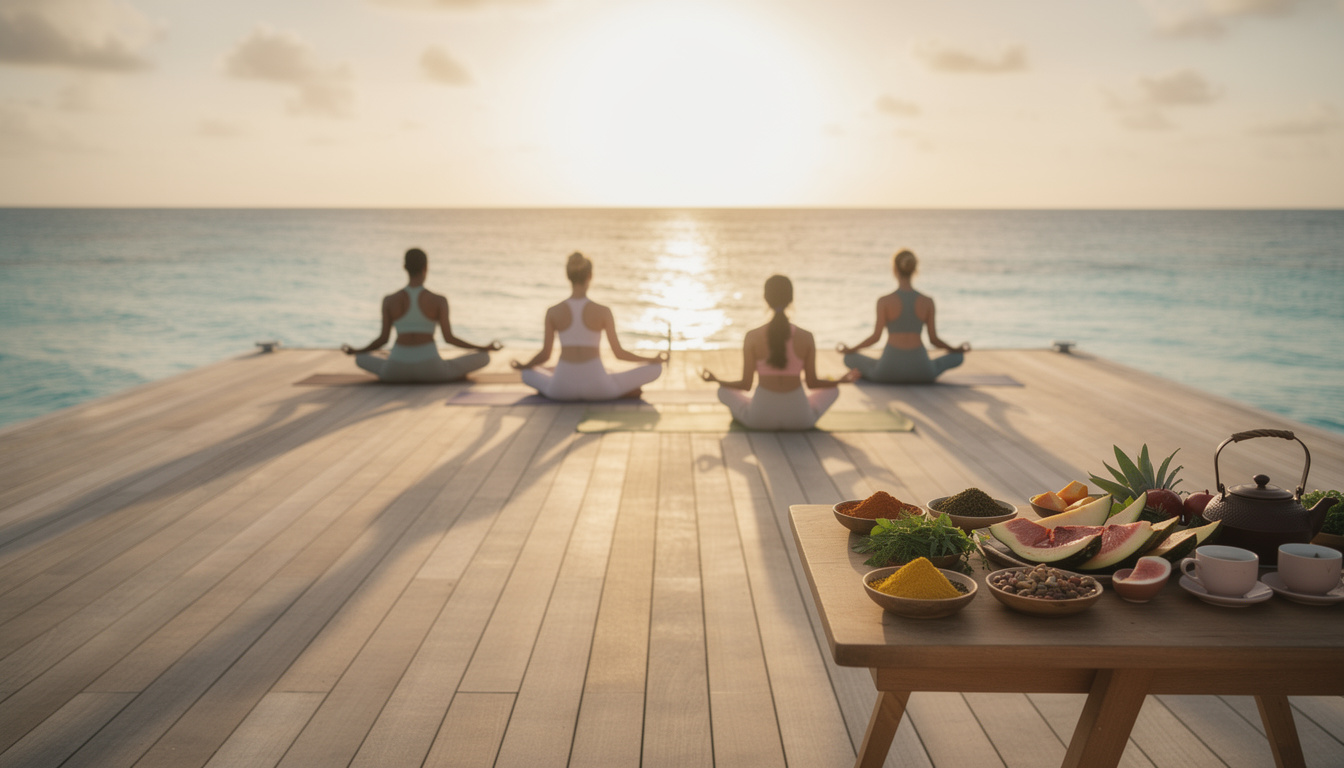 découvrez une expérience unique d'évasion bien-être avec une séance de yoga au lever du soleil sur les pontons idylliques des îles turques-et-caïques, alliant relaxation et beauté naturelle.
