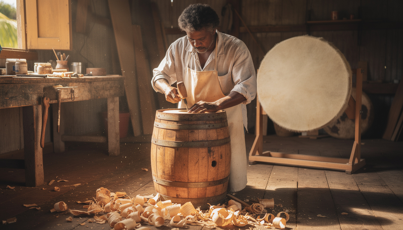 découvrez la fabrication artisanale des tambours ka à travers le regard passionné de frédéric, un maître d'art qui perpétue la tradition avec savoir-faire et authenticité.