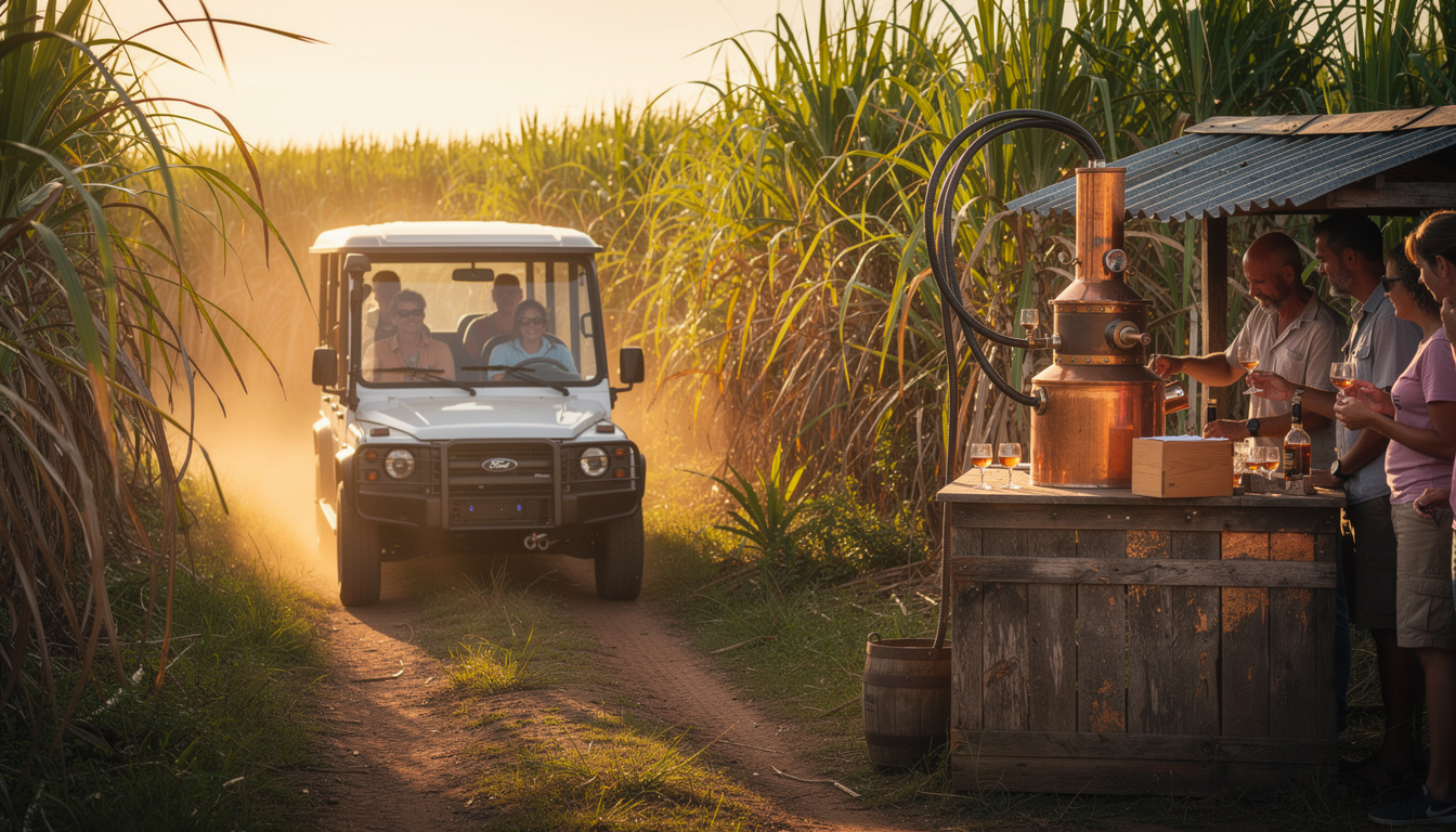découvrez le rhum-safari, une nouvelle activité écologique en véhicule électrique à travers les magnifiques champs de canne. une expérience unique alliant nature, aventure et dégustation de rhum.