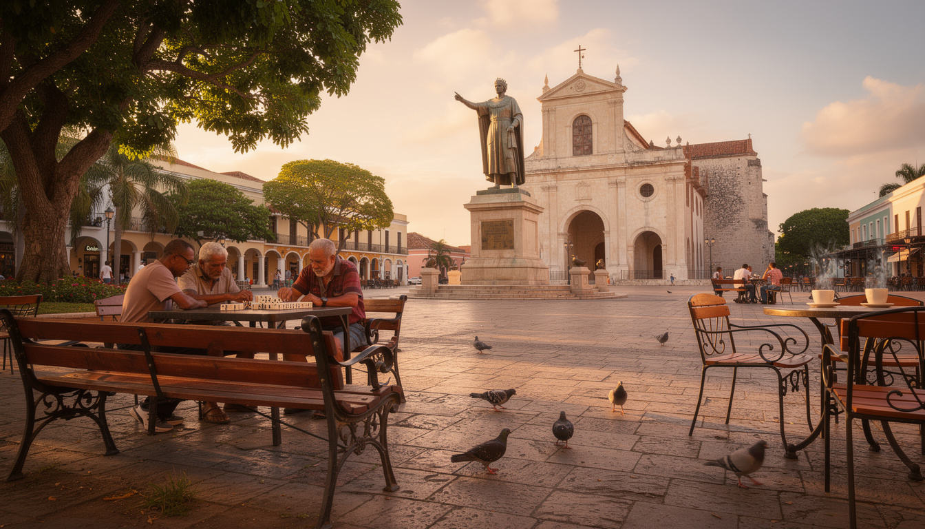 découvrez parque colón, un lieu emblématique de la république dominicaine où l'art de vivre se manifeste à travers des parties de dominos animées et le rituel du café matinal, véritable reflet de la culture locale.