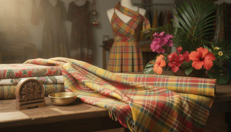 découvrez l'histoire du tissu madras, du berceau indien à son rôle emblématique dans la mode créole contemporaine, un cadeau voyage riche en culture et tradition.