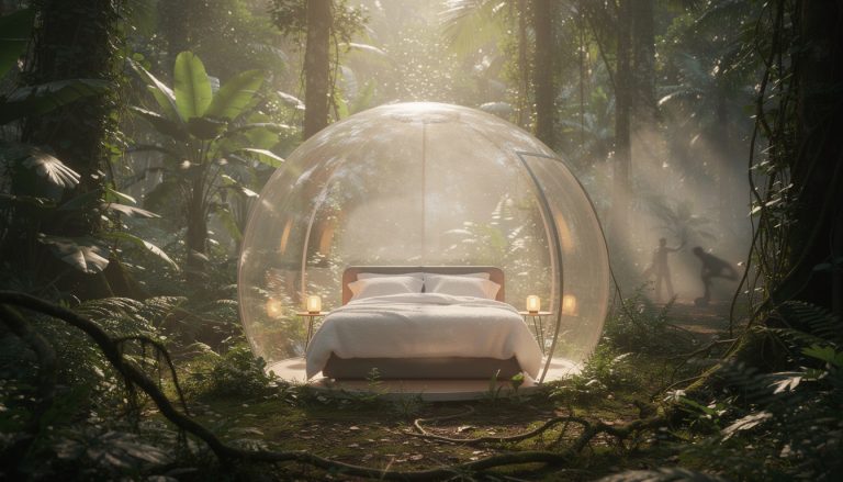 vivez une expérience unique en dormant dans une bulle transparente au cœur de la forêt tropicale, profitez d'un hébergement insolite alliant nature et confort.