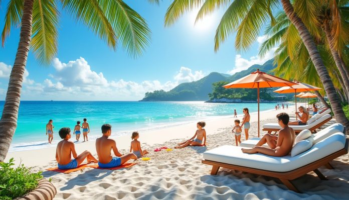 découvrez la plage de cas abao, un véritable paradis pour les familles avec son sable blanc immaculé et son spa en plein air pour un moment de détente incomparable.