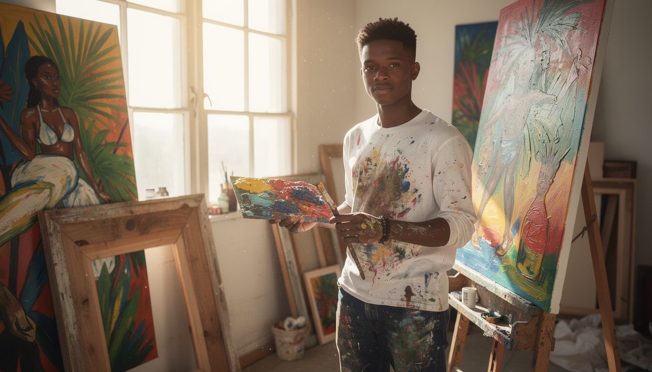 découvrez le portrait inspirant d'un jeune peintre haïtien qui révolutionne l'art contemporain en mêlant tradition et modernité avec audace.