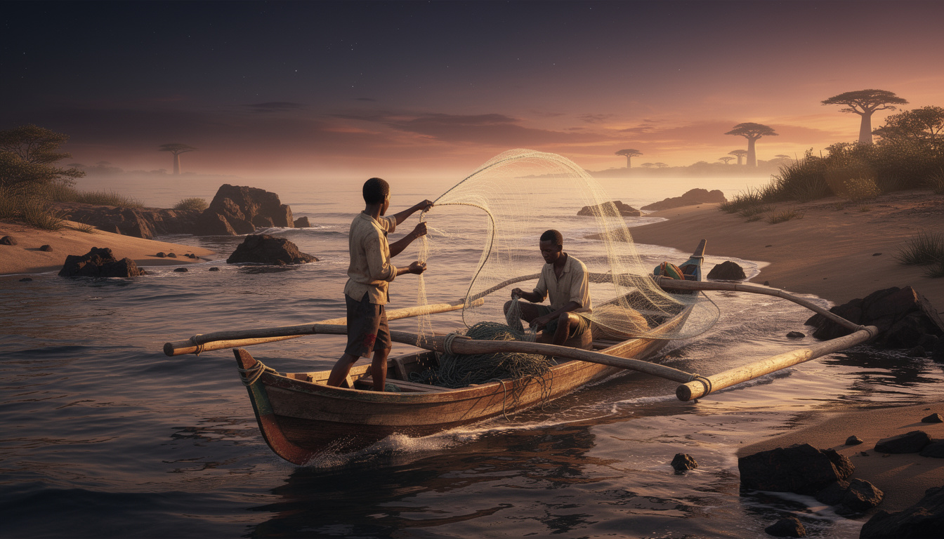 dĂ©couvrez le slow travel en cabotant le long de la cĂŽte ouest Ă bord d'une pirogue traditionnelle avec les pĂȘcheurs locaux, pour une expĂ©rience authentique et immersive.