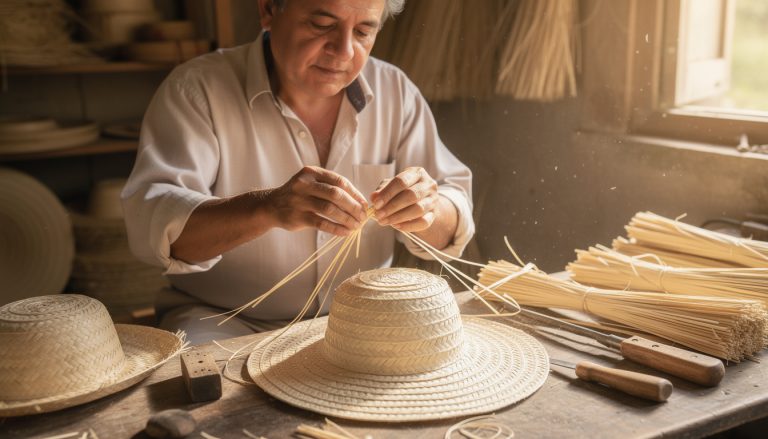 découvrez la tradition artisanale du tressage des chapeaux en paille de jipi japa avec frédéric, qui partage les secrets d'un savoir-faire authentique et unique.