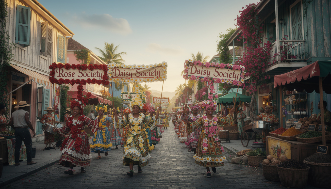 découvrez la fête de la rose et de la marguerite, une célébration unique des sociétés florales de l'île, alliant tradition, culture et passion pour les fleurs.