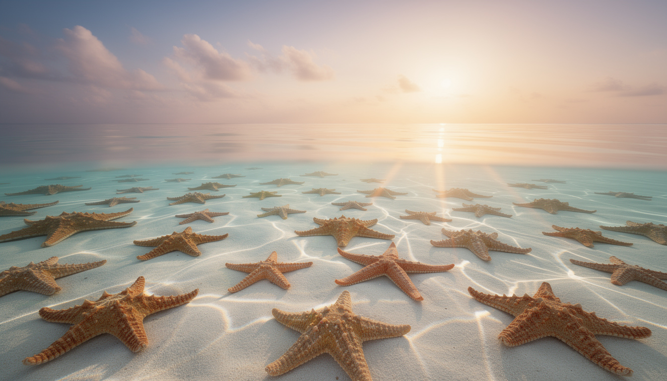 découvrez starfish point lors d'une excursion unique, où les étoiles de mer géantes couvertent le fond de l'eau, offrant un spectacle naturel fascinant.
