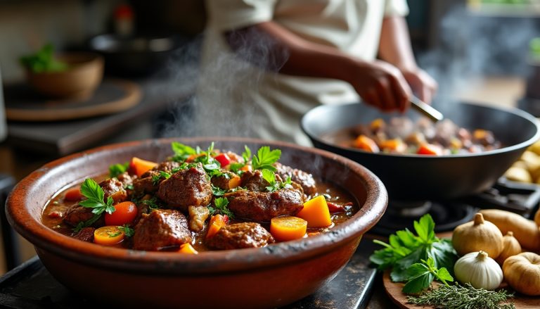 découvrez le 'stoba' de chèvre, un plat traditionnel savoureux, et plongez dans l'authenticité culinaire au cœur du plasa bieu, temple de la gastronomie locale.