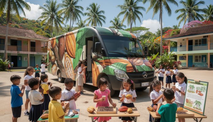 Nouveauté : Le "Cocoa Museum" itinérant qui parcourt les écoles de l'île. découvrez le cocoa museum itinérant, une nouvelle initiative qui parcourt les écoles de l'île pour faire découvrir l'histoire et la culture du cacao aux jeunes élèves.