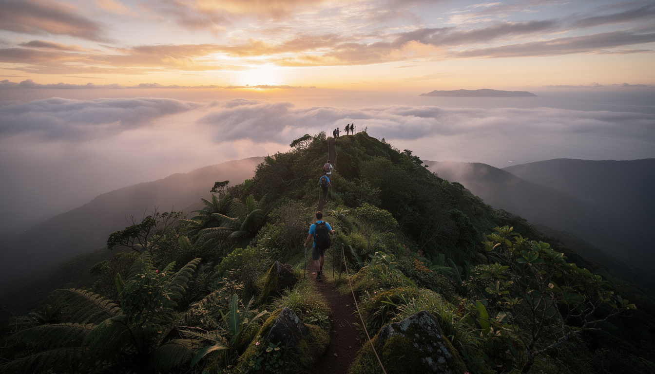 découvrez la randonnée inoubliable vers le sommet du blue mountain peak et admirez la vue spectaculaire sur cuba au réveil, à l'aube.