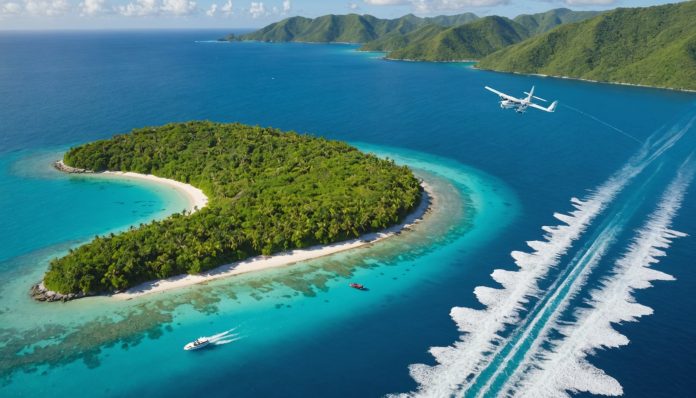 Ferry et avion entre Trinidad et Tobago, mer des Caraïbes Bateau et avion reliant Trinidad et Tobago dans les Caraïbes